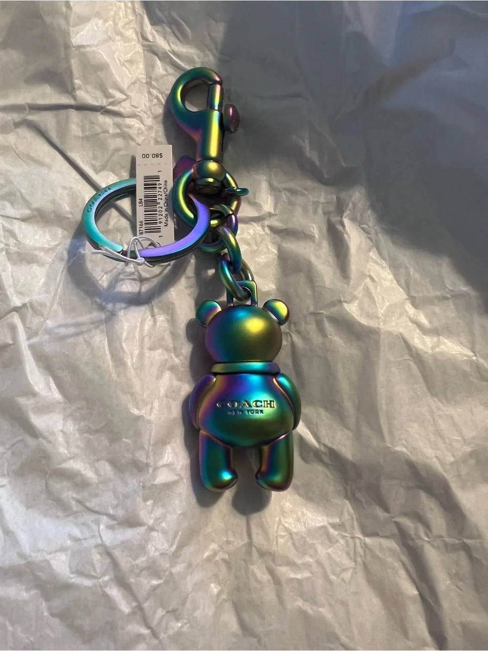 Coach 3D Oil Slick Bear Charm NWTS!